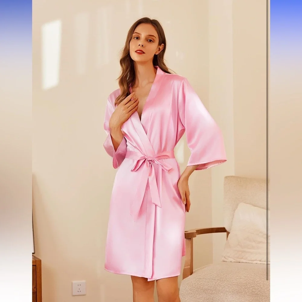 Pink Satin Robe